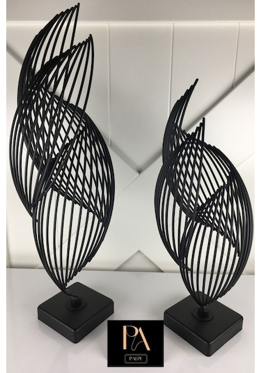 Siyah H 2'li Ofis Metal Aksesuar Biblo Ev Salon Dekorasyon Obje