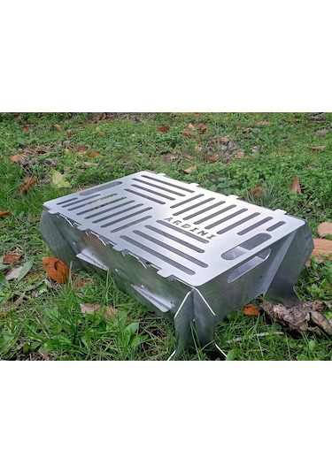 Lazer Tamamı Paslanmaz Çelik Mangal Portatif Pratik Katlanabilir 41x25 Cm Çok Renkli