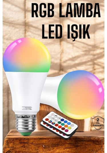 Rgb Led Lamba Led Işık Ampul Renk Değiştirebilen 100 Watt Çok Renkli