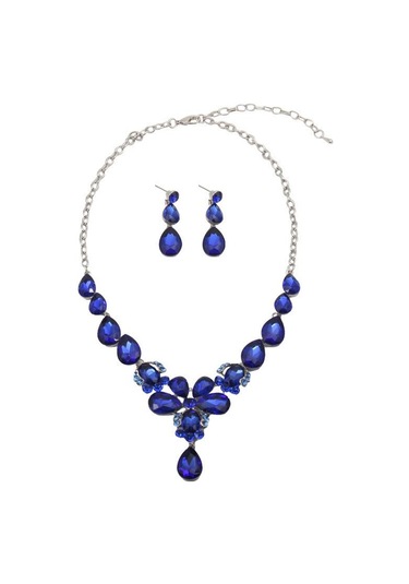 Kristal Değerli Taşlar, Köprücük Kemiği Gerdanlığı Küpe Seti, Su Damlası Kadın Aksesuarları Yeşil