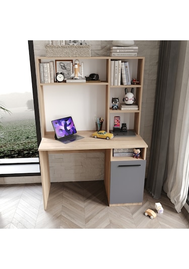 Afilli İzmir Çalışma Masası Flora Antrasit Tamamı Mdf Flora Antrasit