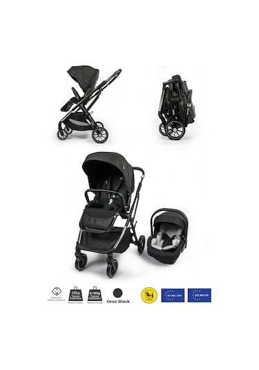 Kanz Thunder Kolay Katlanabilen Travel Sistem Bebek Arabası Oreoblack