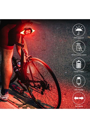 Lemestar Usb Şarjlı Bisiklet Yön Işığı - Uzaktan Kumandalı Led Flaş, Ipx2 Su Geçirmez, 500mah Pil, Kolay Kurulum Kırmızı