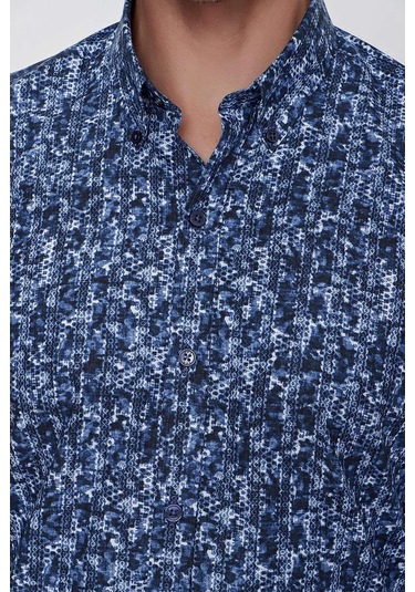 G 1521 Slim Fit Lacivert Spor Gömlek Lacivert