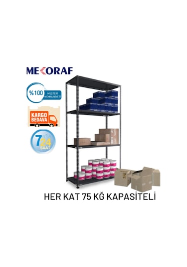 Mekoraf Mekoraf 59 X 93 2 Metre 4 Katlı Çelik Raf Sistemi
