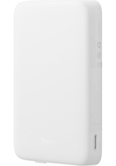 Benks MP07 İnce Tasarımlı Magsafe Powerbank 10000mAh 15W iPhone 12-13-14 Serisi Beyaz
