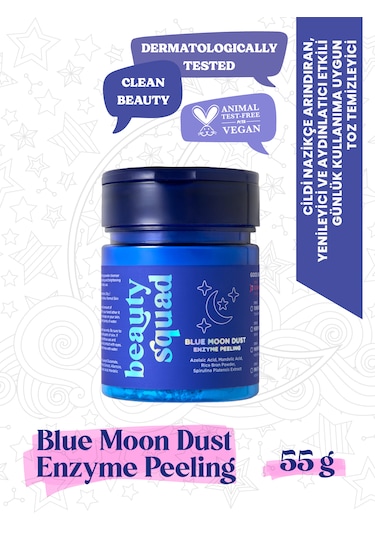 Cosmed Beauty Squad Blue Moon Dust Enzyme Peeling - Azelaik Asit ve Mandelik Asit İçeren Enzim Peeling Toz Temizleyici 55 g