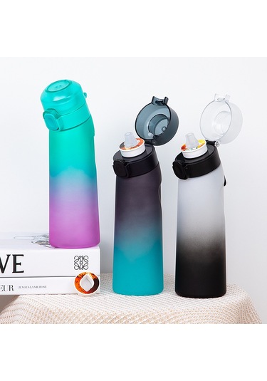 Aromalı Ve 7 Aroma Kapsüllü Su Şişesi Air Water Up Şişesi Buzlu Siyah 650ml Air Starter Up Seti Kamp İçin Su Bardağı Spo-kk2- Şeffaf Mavi Çok Renkli