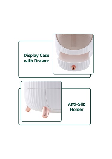 Ximistore9 Orta Boy Beyaz Abs Kozmetik Dolabı - Döner Çekmeceli Parfüm, Dudak Rengi Ve Bakım Ürünleri Rafı Beyaz