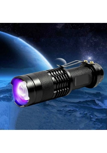 Uv Mor Işıklı El Feneri Para Bakteri ve Dışkı Tespiti Şarjlı wt-303 Siyah