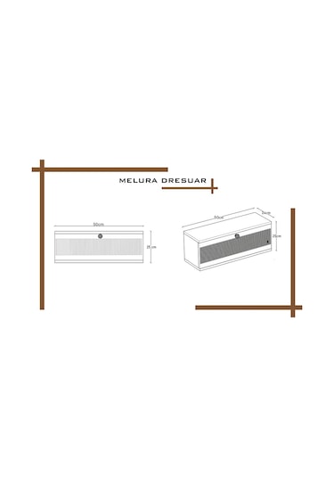 Melura Home 50 Cm Melura Dresuar %100 Mdf Kapaklı Duvara Monte Gri