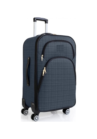 Xxl Battal Boy Dev Boy 90 Cm Körüklü Kumaş Valiz & Bavul Lacivert