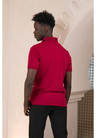 Paul Martin Örme Polo Yaka Regular Fit Pamuklu Ve Likralı T-shirt Bordo