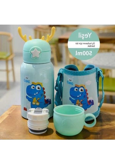 Pazly Yeşil Yeş Termos Paslanmazçelik Karikatür Jian Geyikçocuk Fincan Fan 304 Hc Yeşil