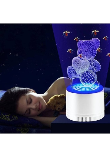 Fortunelane 3d Ayı Desenli Elektrikli Emici Tip Kovucu Işık, Akrilik Pp Malzeme, 3w 1.2m Kablolu, 255g Ağırlık