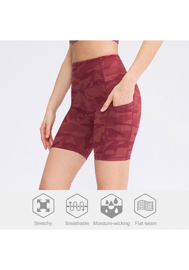 Springsun Kadın Spor Şortu - Yüksek Bel, Nefes Alabilir Kumaş, Yan Cepli, Antrenman Ve Yoga İçin Mor