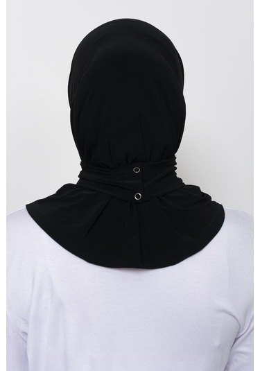Çıtçıtlı Hazır Eşarp Hijap Siyah