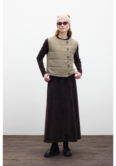 Kapitone Kısa Fit Yelek Yeşil Yeşil