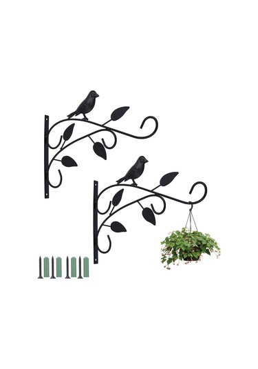 2'li Paket Duvara Monte Bitki Kancaları, Asılı Sepet Braketleri, İç Mekan Fenerleri, Dış Mekan Kuş Yemlikleri Ve Rüzgar Çanı Dekorasyonu İçin 12 İnç Demir Asılı Saksı Diğer