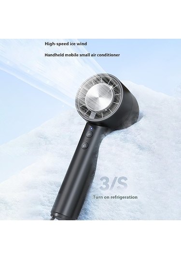 Taşınabilir Yüksek Hızlı Usb Şarj Edilebilir Turbo Fanlı Taşınabilir Soğutma Fanı Buz Sıkıştırmalı Soğutma Tasarımı - Siyah Siyah