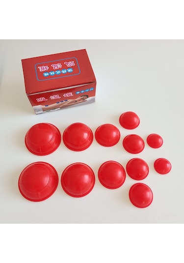 Geeksen 12'li Silikon Vakum Topu Seti - Sağlık Masajı İçin Esnek Emici Suction Cihazı Kırmızı Diğer