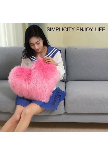 Sones Ev Yastık Yastık Çekirdeksiz Yıkanabilir Kalp Şekilli Yastık Kılıfı, Boyut: 40x50cm Kırmızı Şarap