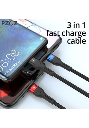 Prestigegoods Pzoz 3-in-1 Usb Kablosu 5a C Tipi - İphone 14/13/12 & Samsung Xiaomi Huawei Uyumlu Süper Hızlı Şarj Kordon Mikro Usb Şarj Cihazı