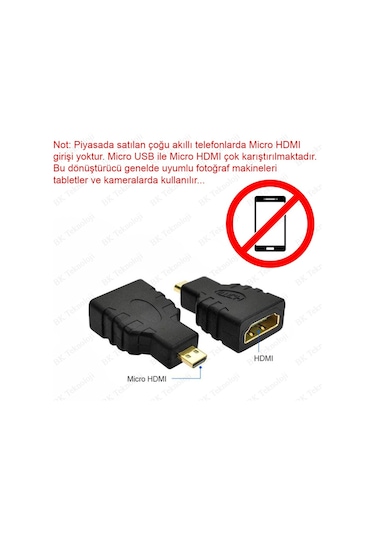 Micro Hdmı To Hdmı Tablet Kamera Dönüştürücü Adaptör