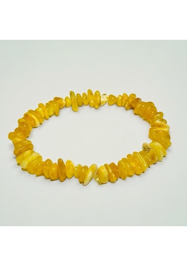 Damla Kehribar Yetişkin Bileklik Sarı