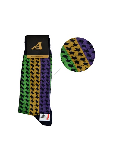 A Classe 3 Renkli Kazayağı Desenli Erkek Çorap Lacivert