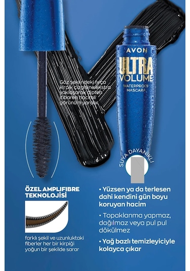 Avon Ultra Volume Suya Dayanıklı Maskara Blackest  Black