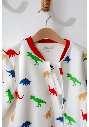 Lilabio Kız Erkek Çocuk %100 Pamuk 1.5 Tog Desenli Uyku Tulumu Dinozor Çok Renkli