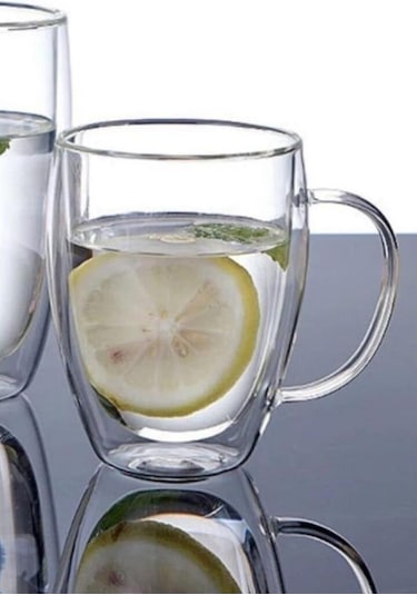Perotti Çift Cidarlı Cam Kulplu Bardak 350 ml Kupa 12475