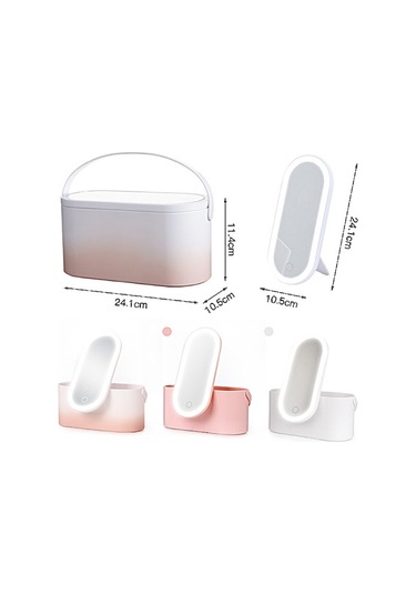 Yifomall Pembe Usb Şarjlı Led Aydınlatmalı Makyaj Aynası Ve Saklama Kutusu