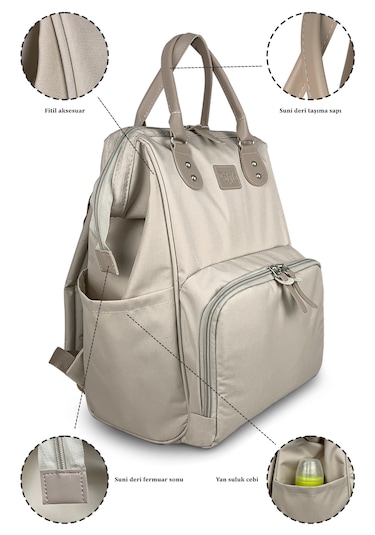 Paris X Pro Kadın Ve Anne Bebek Bakım Sırt Çantası Beıge Bej