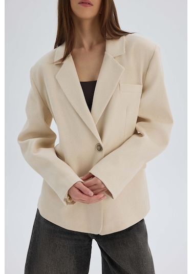 Mai Studios Nest Pile Detay Bej Blazer