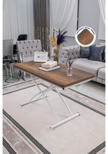 Juppo Üst Tabla Mdf Barok Ceviz Oval Köşe Alt Beyaz Dışa Kıvrım