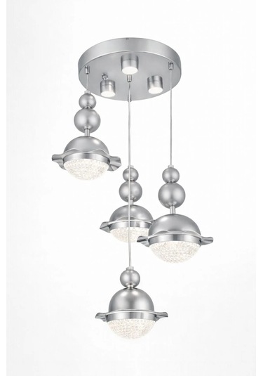 Bohem Aydınlatma Krom 3+1 Şapkalı Sarkıt 3 Renk Led Ayarlanabilir Başlıklı Modern Avize Krom