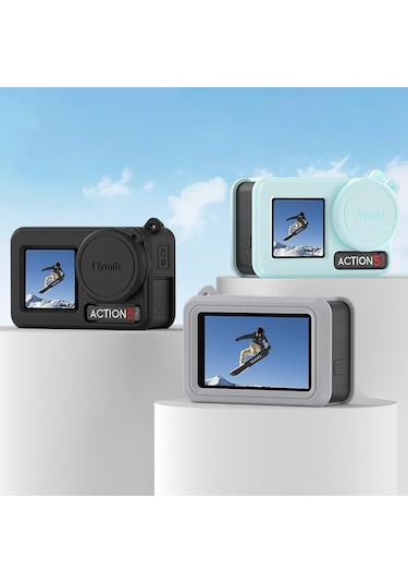 Djı Osmo Action 3/4/5 Pro Flymile Silikon Kapak Spor Kamera Lens Damla Kılıfları İçin Gri