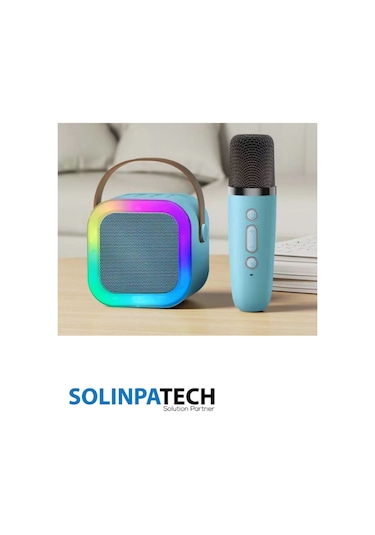 Çift Karaoke Mikrofonlu Kablosuz Bluetooth Rgb Led Işıklı 5 Ses Efektli Stereo Ses Usb/sd Hoparlör