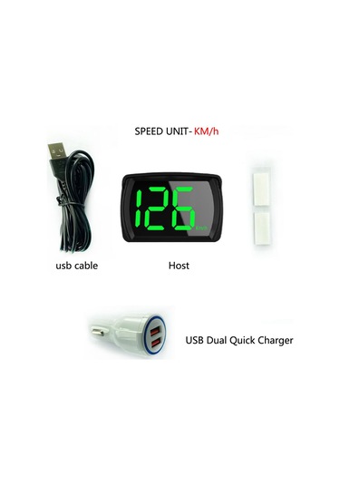 Lemestar "araç Hud Gösterge - Gps'li Büyük Yazılı Dijital Hız Göstergesi Km/mph Ve Usb Şarj Adaptörü"