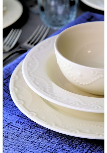 Porser Zincir Transparan Yemek Takımı 6 Kişilik 24 Parça Znc24yk Krem