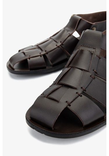 Valmenti Erkek Hakiki Deri Kahverengi Düz Sandalet 1152 1520 Erk Sndlt Y25 T.moro Kahverengi