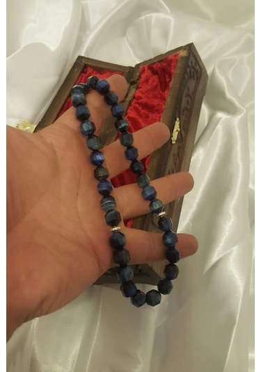 Akik Tesbih Tespih Akik Doğal Taş Tesbih Gümüş İmameli Ahşap Kutulu 10 Mm Kesme Akik Çok Renkli