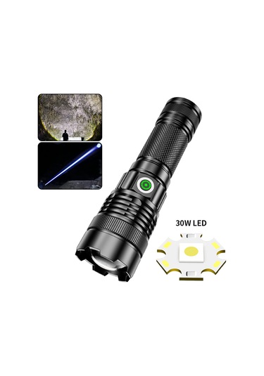 Wezone Usb Şarjlı Led Fener, 1200 Lumen, 1000m Uzaklık, 4 Işık Modu, Su Geçirmez, Zoom Özelliği, Kamp/hiking/acil Durumlar İçin Alüminyum Gövde A56 Siyah