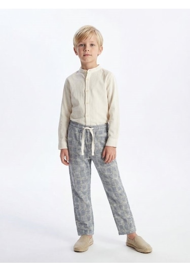 Zekids Erkek Çocuk Tasarım Pantolon-17182 Mavi
