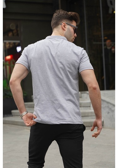 Madmext Erkek Grimelanj Basic Fermuarlı Polo Tişört 6076 Grimelanj