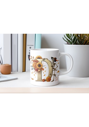 D Harfi Pembe Kareli Kalpli Göz Emojili Kupa Bardak Eğlenceli Kareli Tasarım Kahve Çay Kupası Beyaz