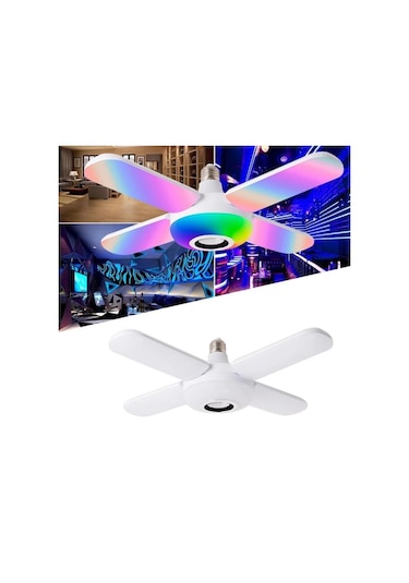 RGB Led Yapraklı Bluetooth Renkli Müzik Lambası Katlanır Ampül Ku