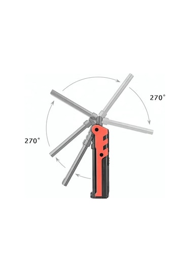 Usb Şarj Edilebilir Led Cob Çalışma Işığı Katlanabilir Kırmızı